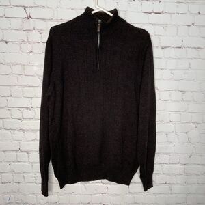 Vintage Oscar de la Renta Long Sleeve 1/4 Zip Mockneck Sweater Men Size L Brown
